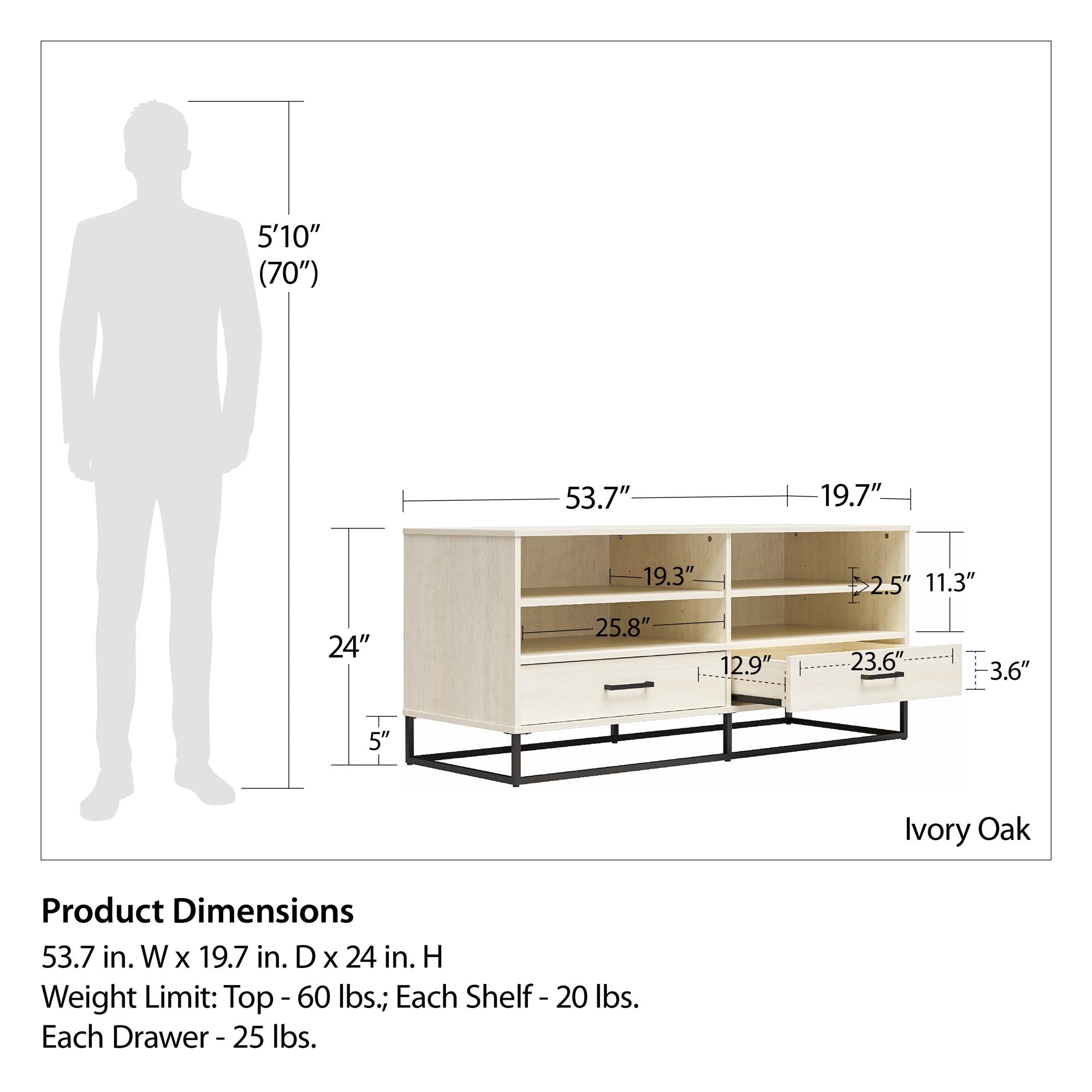 Novogratz Kelly TV Stand with Drawers for TVs up to 55" - Ivory Oak