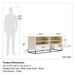 Novogratz Kelly TV Stand with Drawers for TVs up to 55" - Ivory Oak