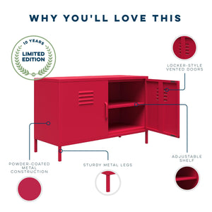 Novogratz Cache 2 Door Wide Metal Locker Accent Storage Cabinet - Magenta
