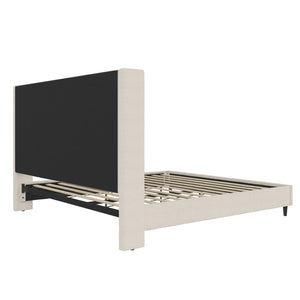 Novogratz Louis Upholstered Wingback Bed - Textured Ivory Canvas - King