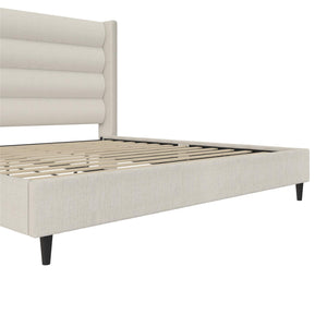 Novogratz Louis Upholstered Wingback Bed - Textured Ivory Canvas - King
