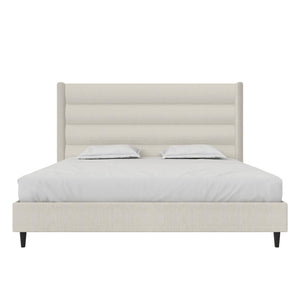 Novogratz Louis Upholstered Wingback Bed - Textured Ivory Canvas - King