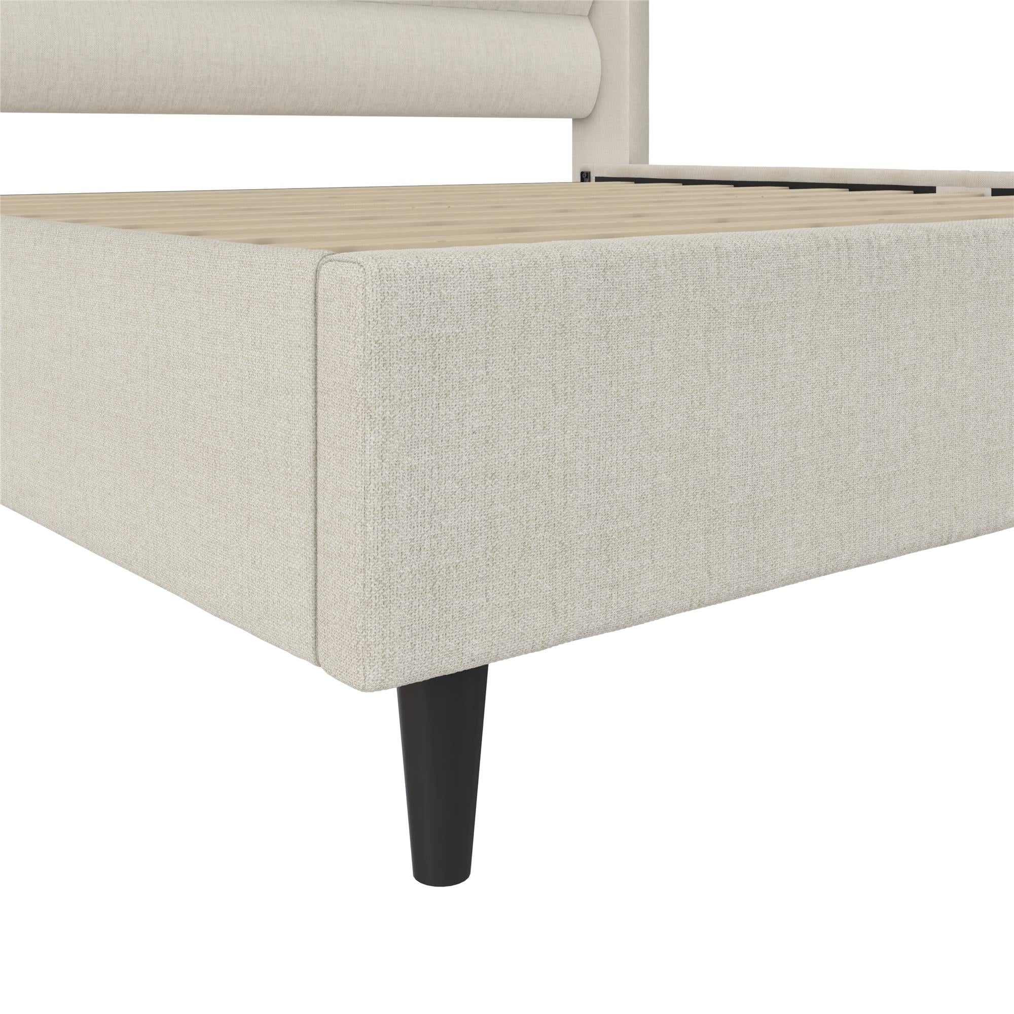 Novogratz Louis Upholstered Wingback Bed - Textured Ivory Canvas - King