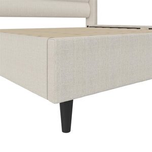 Novogratz Louis Upholstered Wingback Bed - Textured Ivory Canvas - King