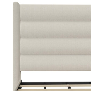Novogratz Louis Upholstered Wingback Bed - Textured Ivory Canvas - King