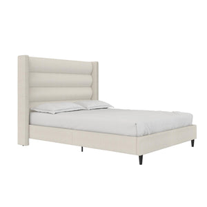 Novogratz Louis Upholstered Wingback Bed - Textured Ivory Canvas - Queen