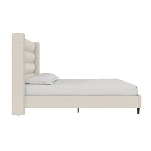 Novogratz Louis Upholstered Wingback Bed - Textured Ivory Canvas - Queen
