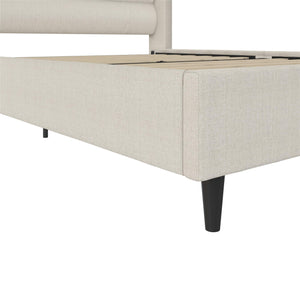 Novogratz Louis Upholstered Wingback Bed - Textured Ivory Canvas - Queen