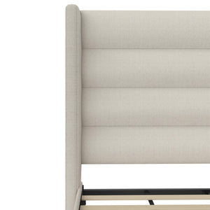 Novogratz Louis Upholstered Wingback Bed - Textured Ivory Canvas - Queen
