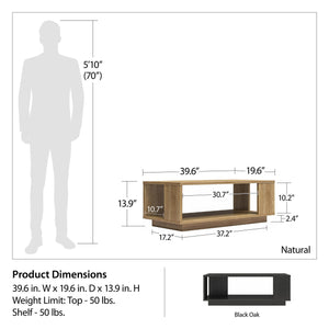 Ameriwood Home Knowle Contemporary Rectangle Coffee Table - Black Oak