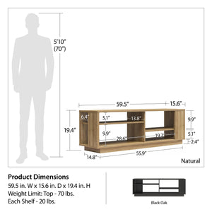 Ameriwood Home Knowle Contemporary TV Stand for TVs up to 60" - Black Oak