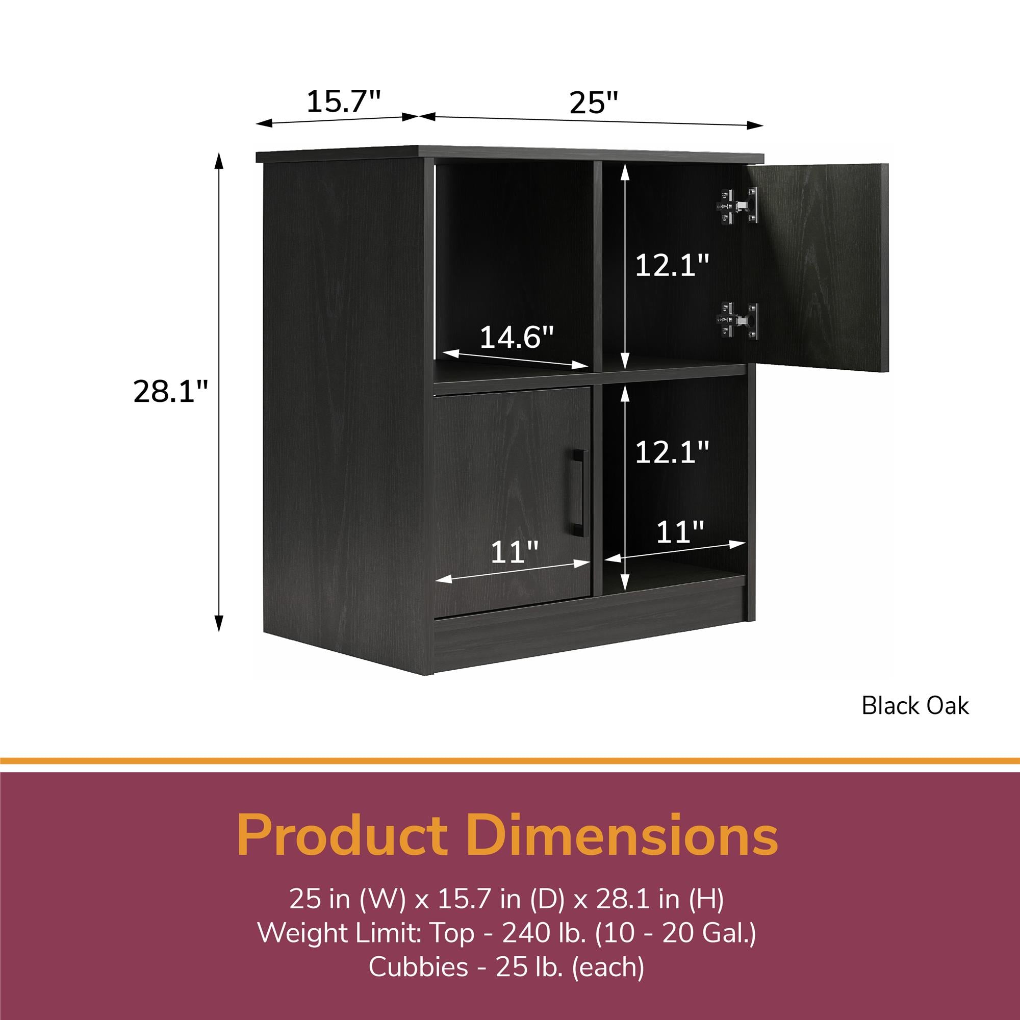 Ollie & Hutch Dory 10/20 Gallon Aquarium or Terrarium Stand - Black Oak
