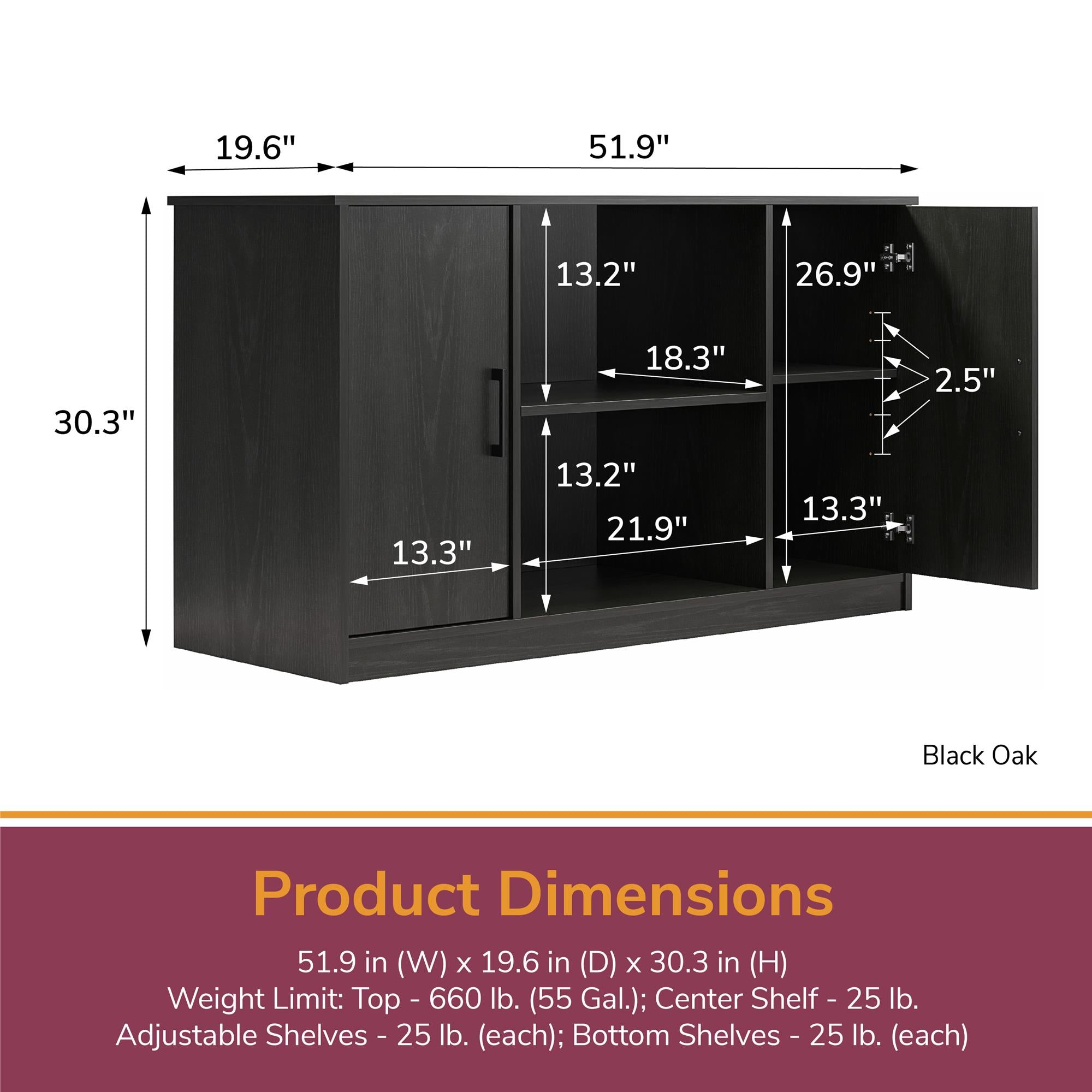 Ollie & Hutch Dory 55 Gallon Aquarium or Terrarium Stand - Black Oak