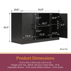 Ollie & Hutch Dory 55 Gallon Aquarium or Terrarium Stand - Black Oak