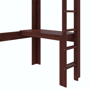 DHP Jaymee Kids' Wood Loft Bed with Desk - Deep Walnut - Twin