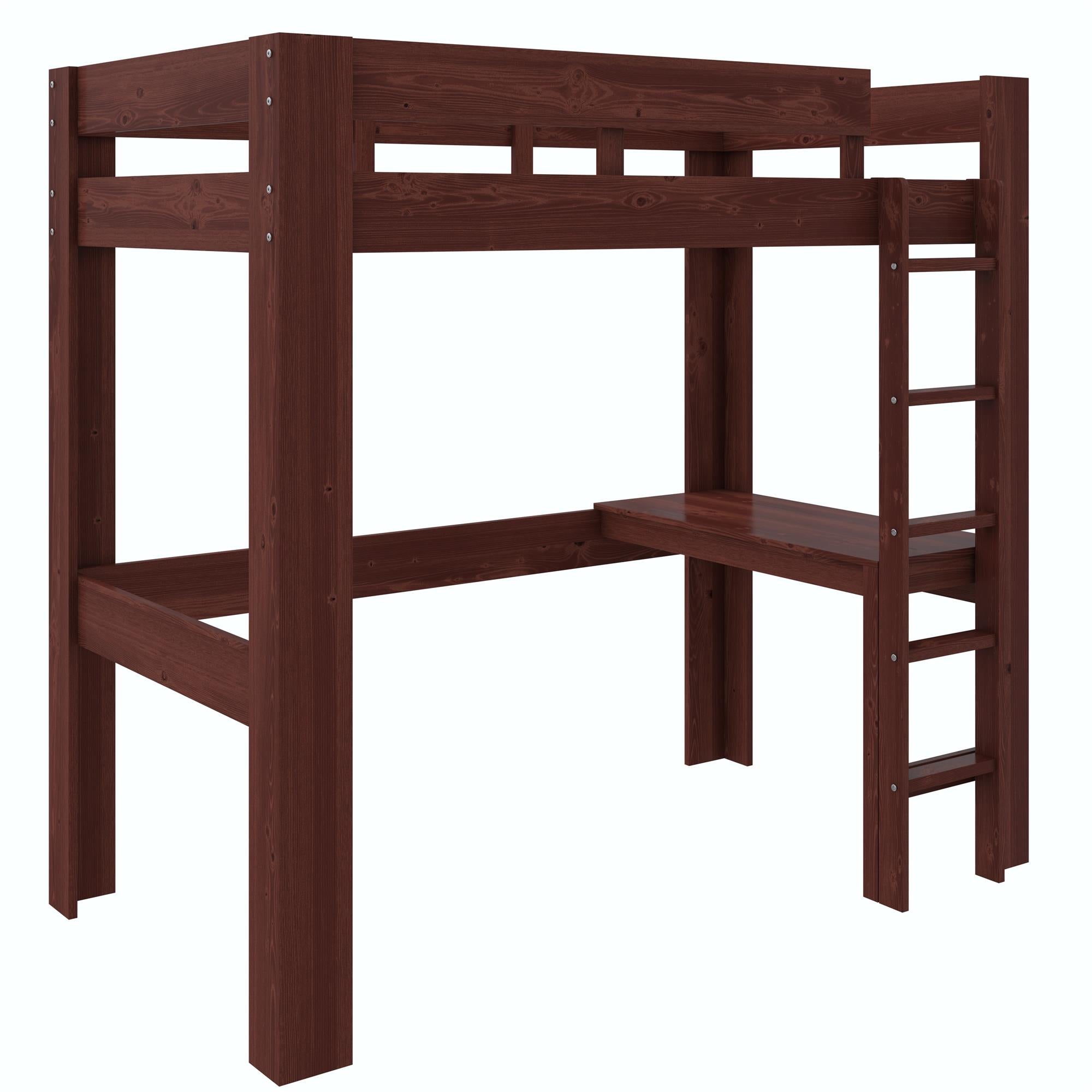 DHP Jaymee Kids' Wood Loft Bed with Desk - Deep Walnut - Twin