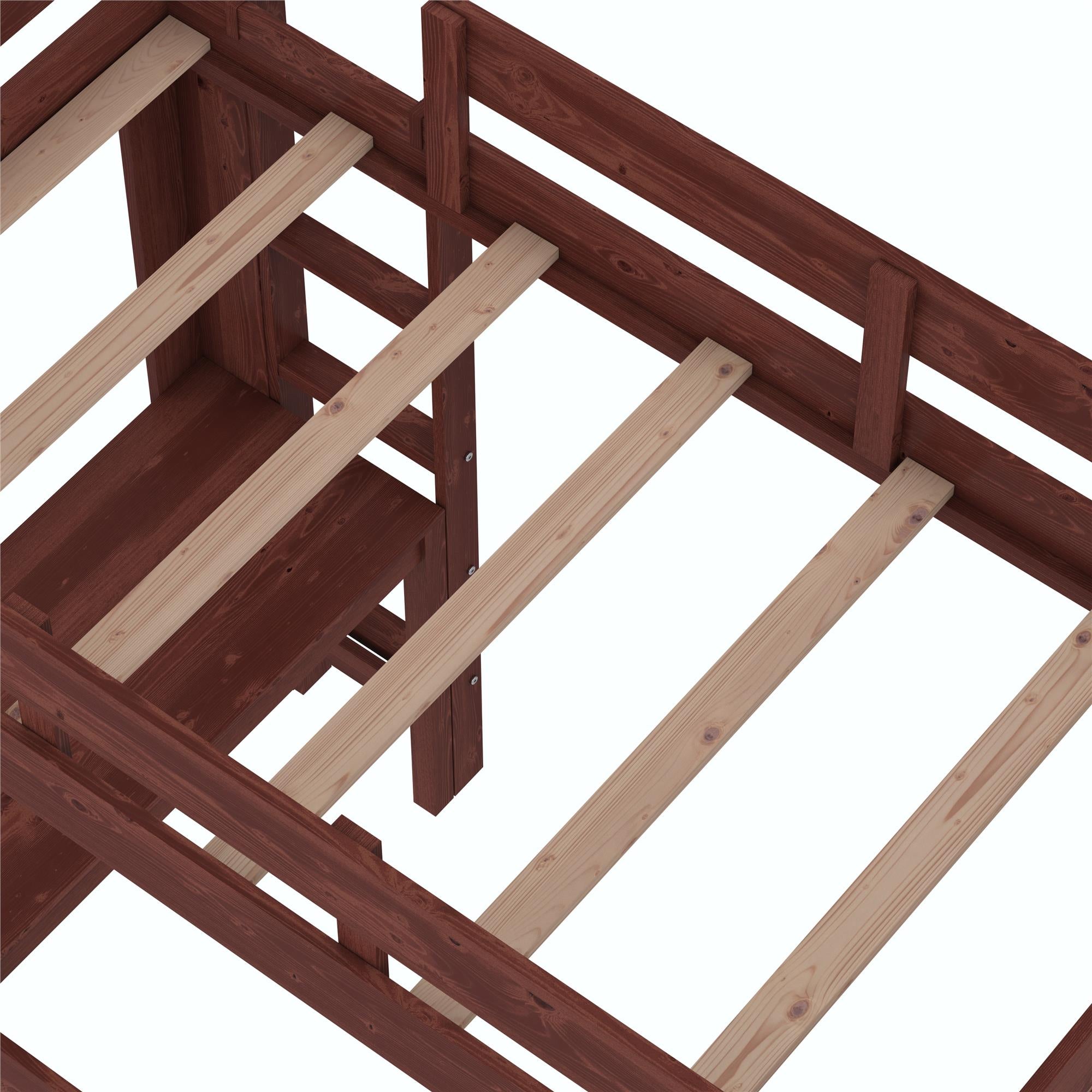 DHP Jaymee Kids' Wood Loft Bed with Desk - Deep Walnut - Twin