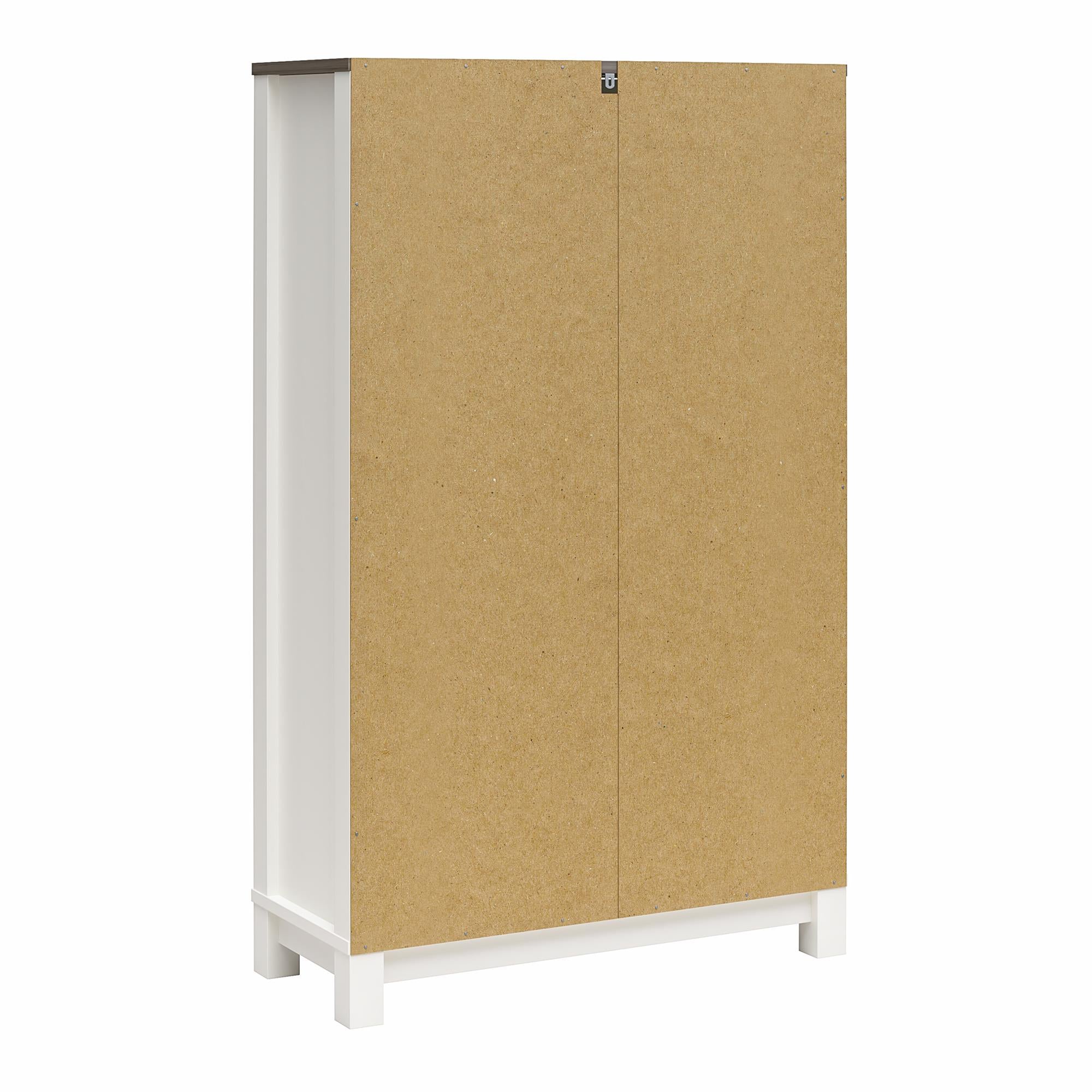 Ameriwood Home Chapel Hill Rustic Farmhouse Bookcase Cabinet with Sliding Glass Doors - White