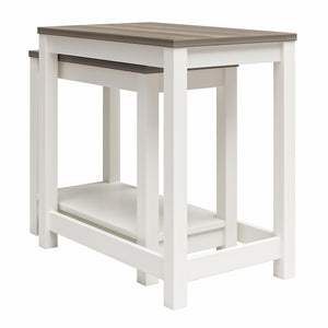 Ameriwood Home Chapel Hill Rustic Farmhouse Nesting Table 2-Piece Set - White