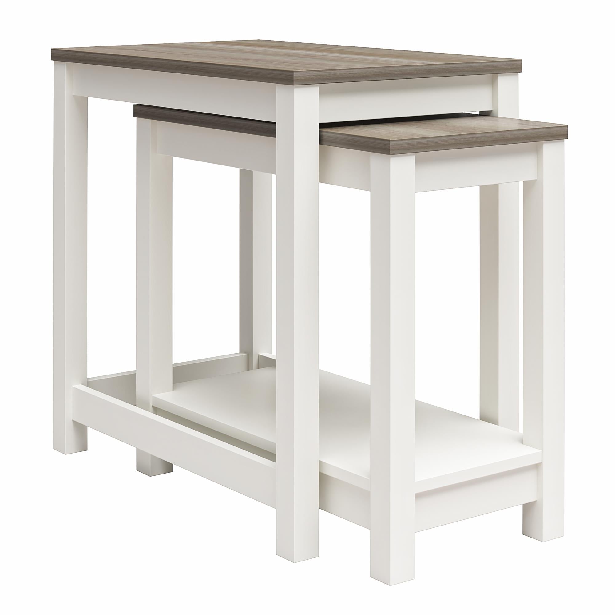 Ameriwood Home Chapel Hill Rustic Farmhouse Nesting Table 2-Piece Set - White