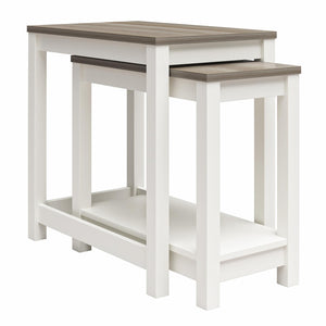 Ameriwood Home Chapel Hill Rustic Farmhouse Nesting Table 2-Piece Set - White