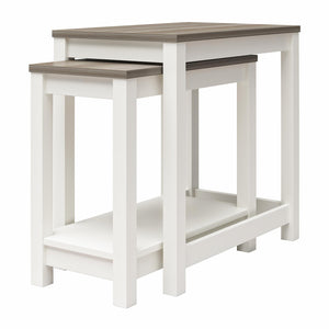 Ameriwood Home Chapel Hill Rustic Farmhouse Nesting Table 2-Piece Set - White
