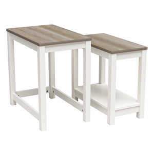 Ameriwood Home Chapel Hill Rustic Farmhouse Nesting Table 2-Piece Set - White
