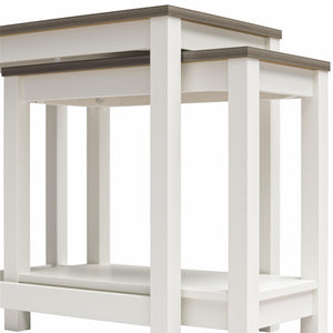 Ameriwood Home Chapel Hill Rustic Farmhouse Nesting Table 2-Piece Set - White