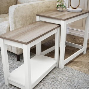 Ameriwood Home Chapel Hill Rustic Farmhouse Nesting Table 2-Piece Set - White