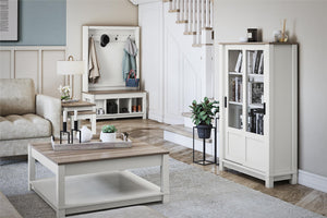 Ameriwood Home Chapel Hill Rustic Farmhouse Nesting Table 2-Piece Set - White
