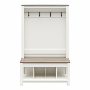 Ameriwood Home Chapel Hill Rustic Farmhouse Entryway Hall Tree - White