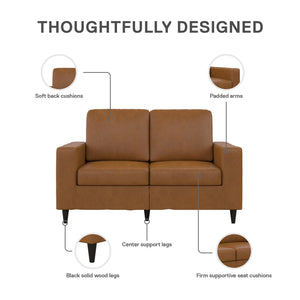 DHP Cooper Loveseat - Camel Faux Leather