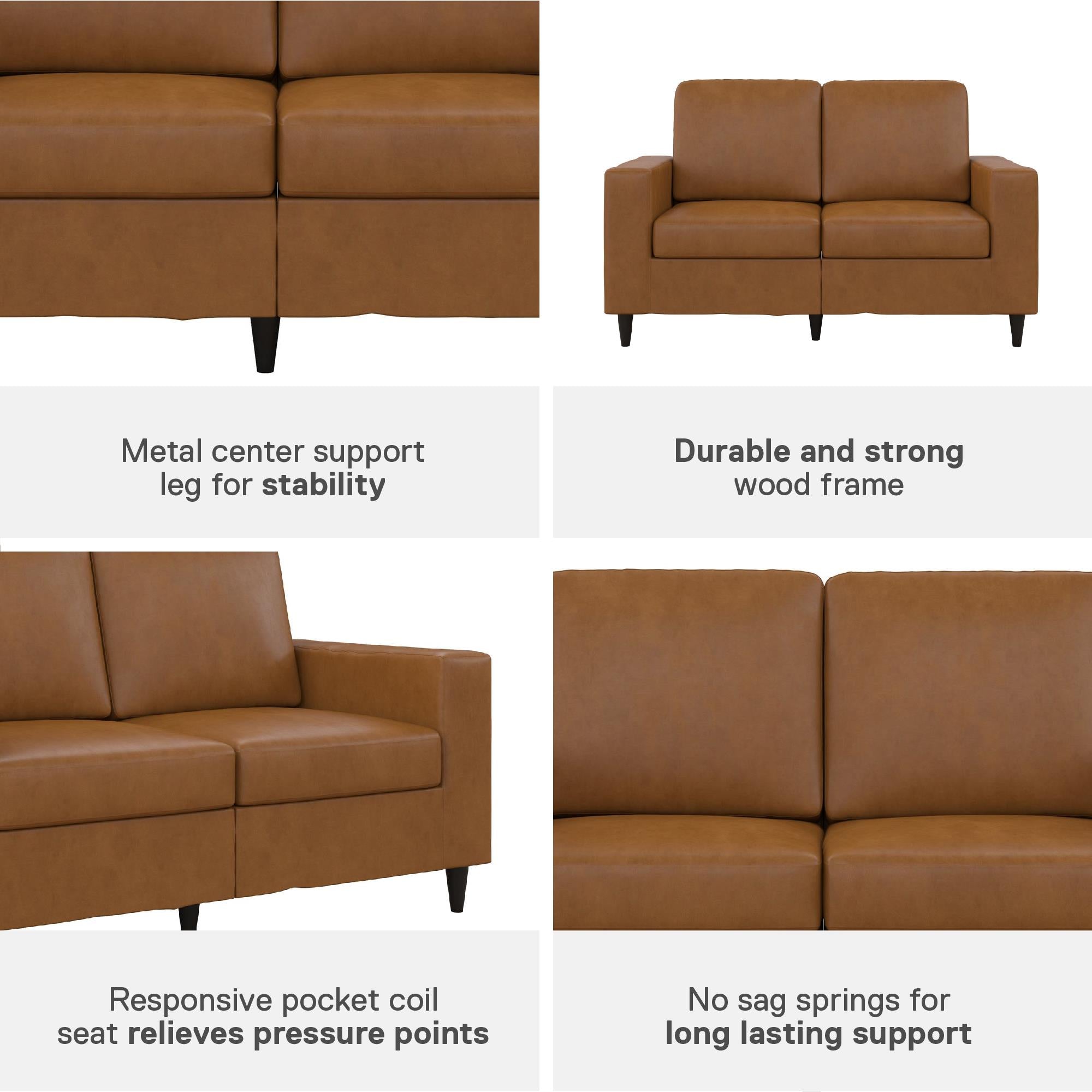 DHP Cooper Loveseat - Camel Faux Leather