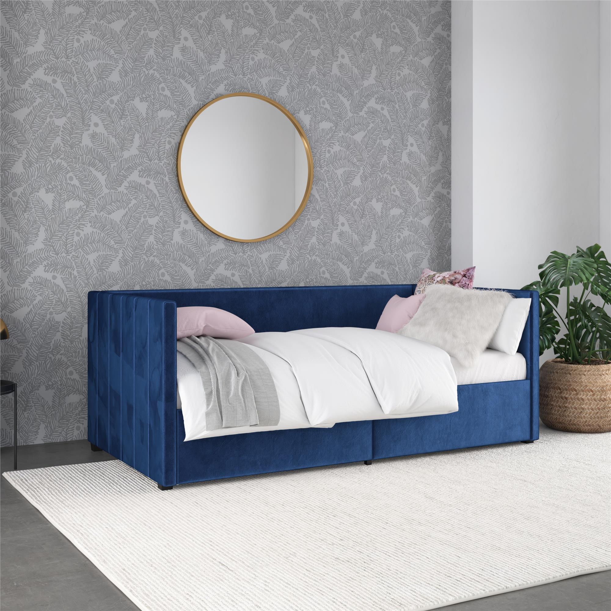 Novogratz Arliss Modern Tuxedo Daybed with Storage - Indigo Blue - Twin