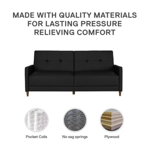 DHP Andora Futon Sofa Bed - Black Faux Leather