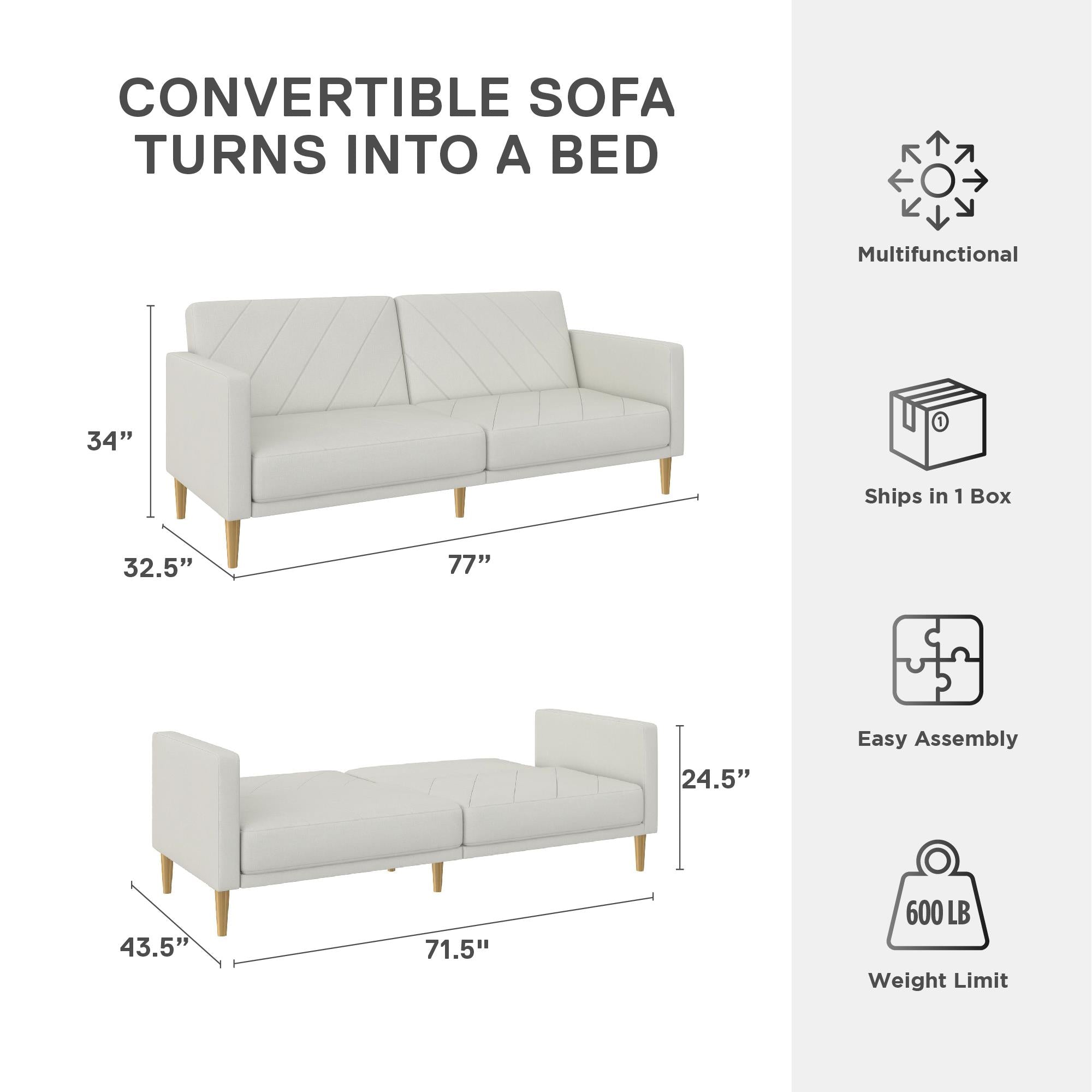 DHP Alicent Upholstered Daybed - Light Gray