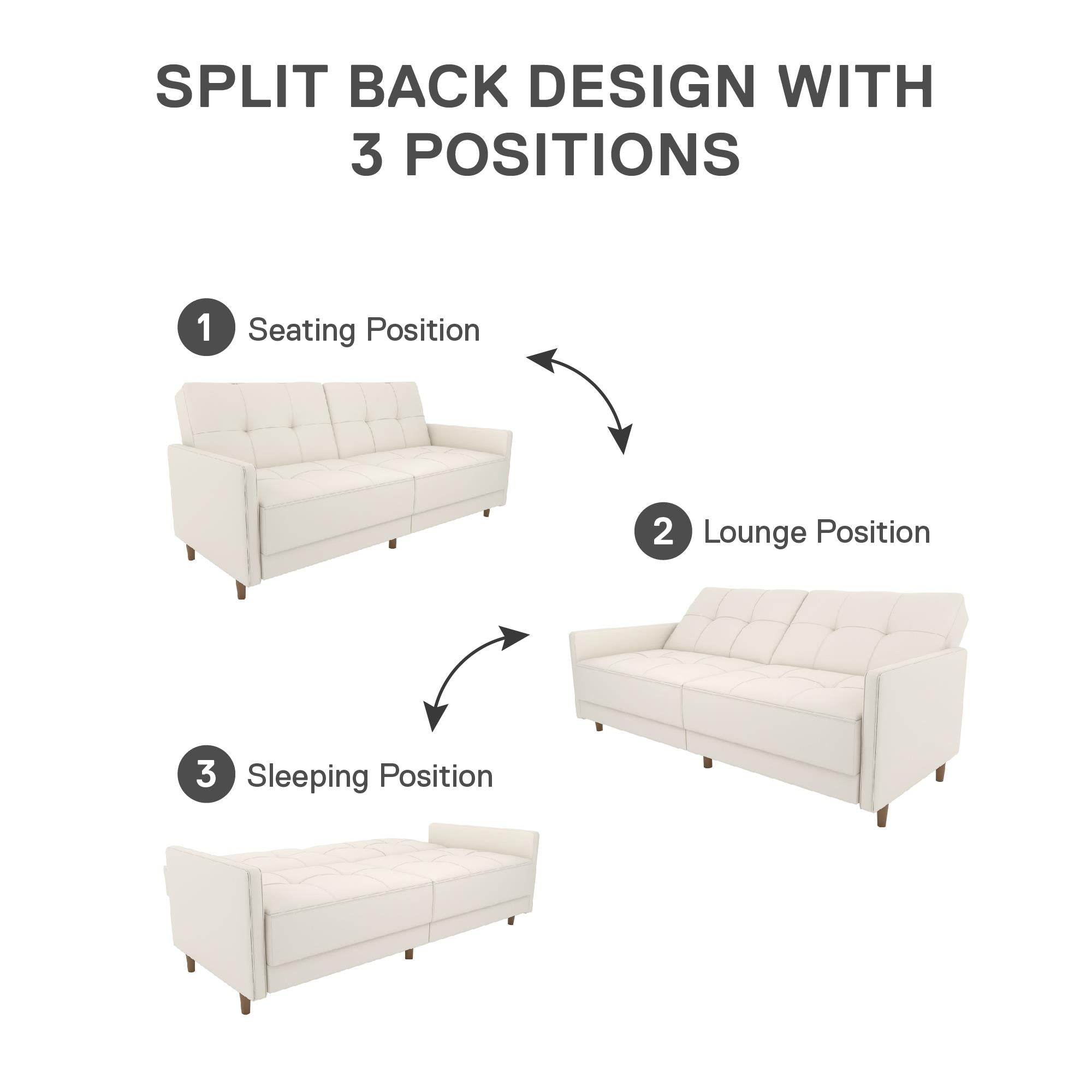 DHP Andora Futon Sofa Bed - White