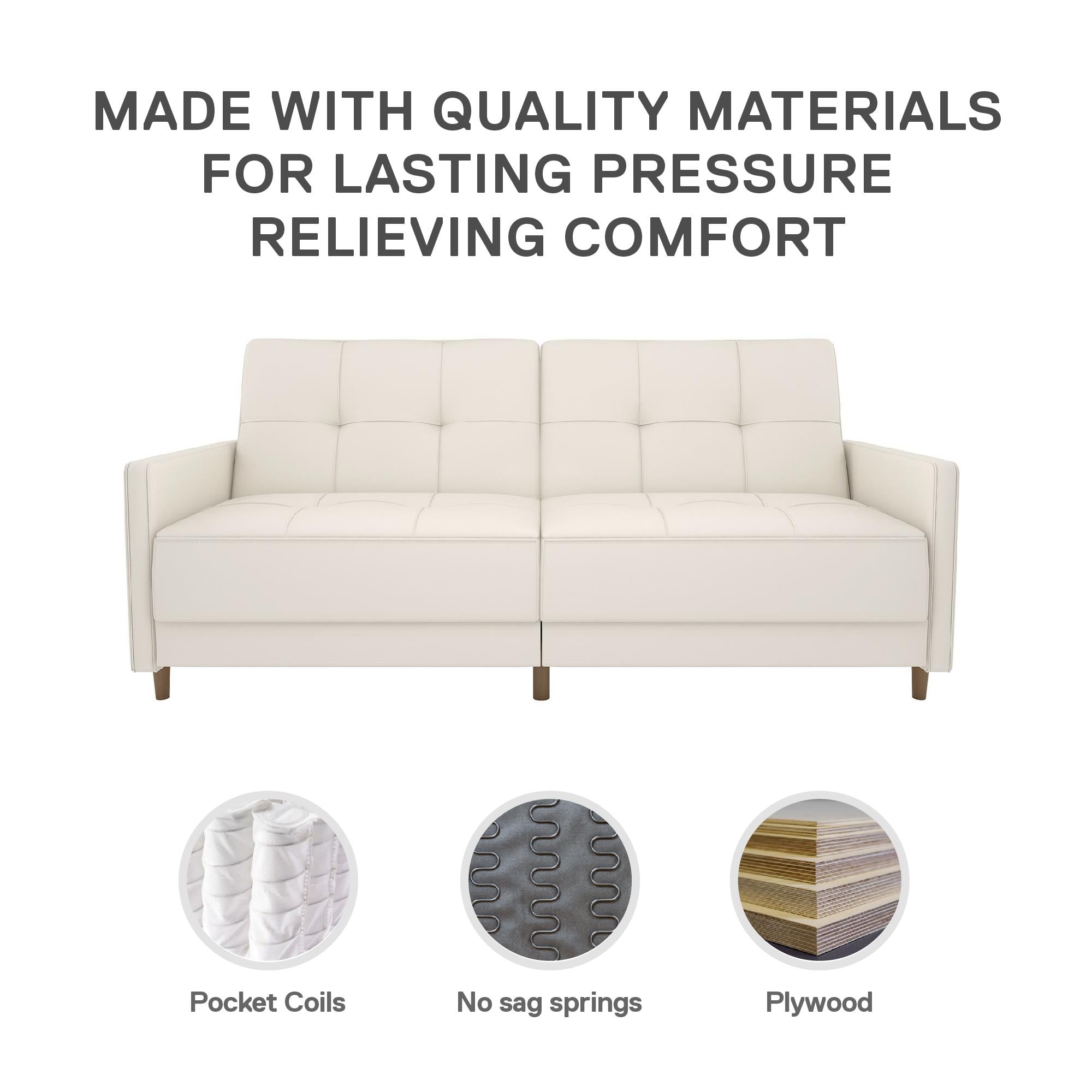DHP Andora Futon Sofa Bed - White