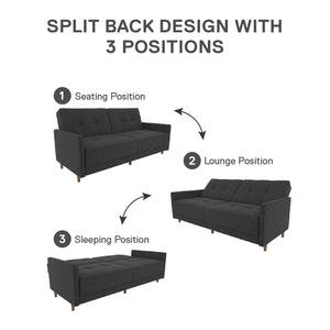 DHP Andora Futon Sofa Bed - Dark Gray
