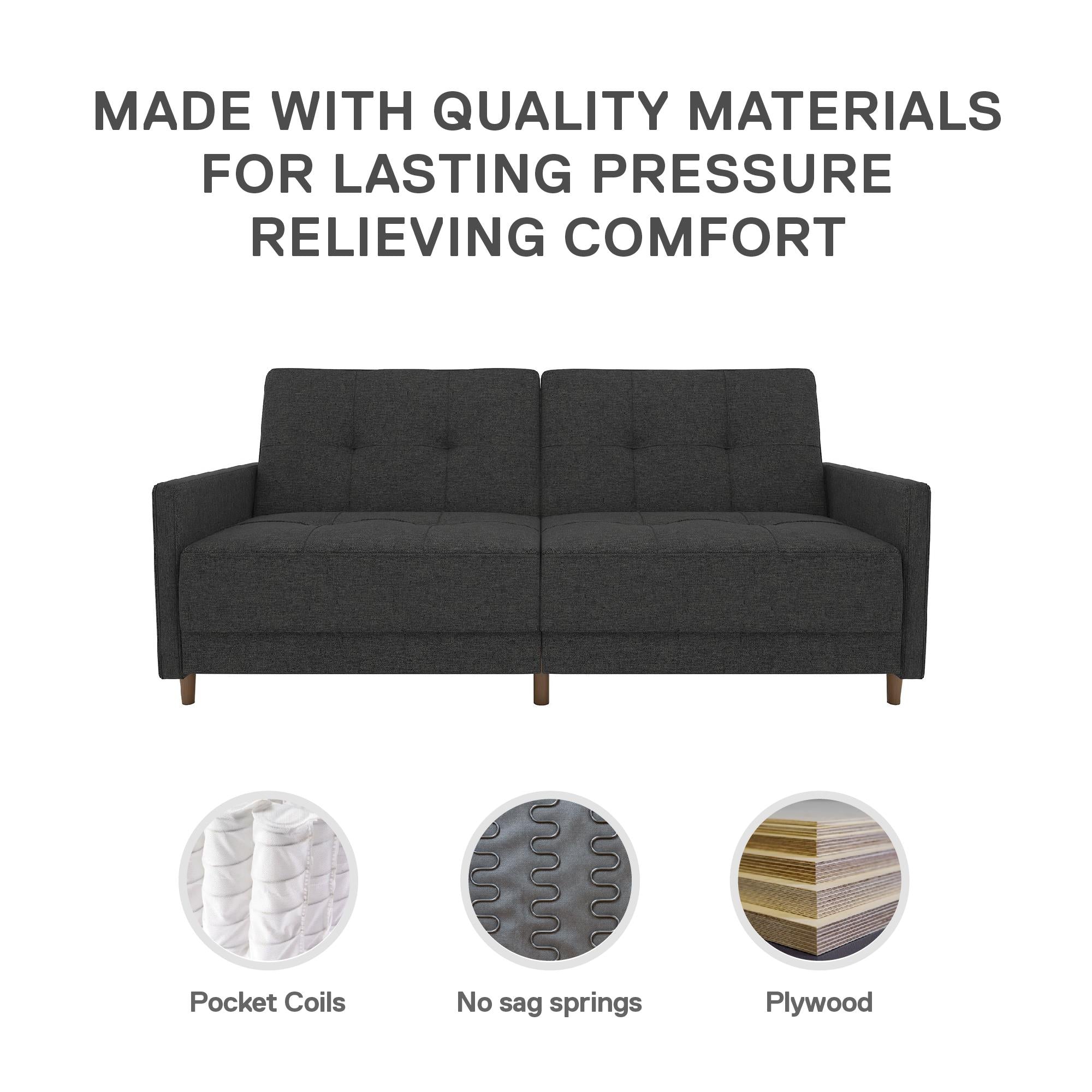 DHP Andora Futon Sofa Bed - Dark Gray