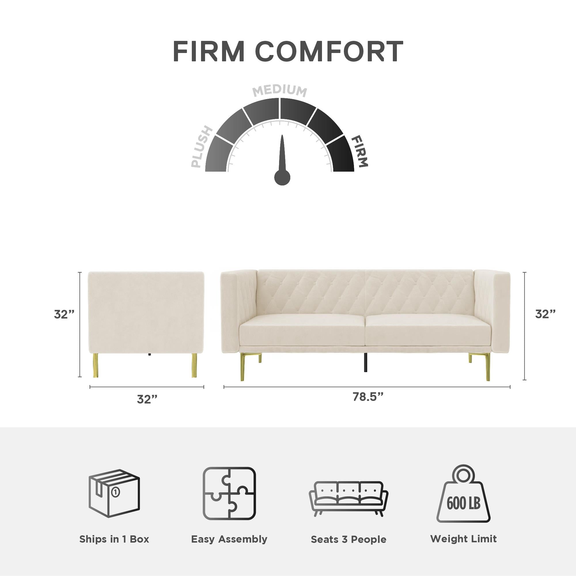 DHP Marseille Tuxedo Sofa - Ivory