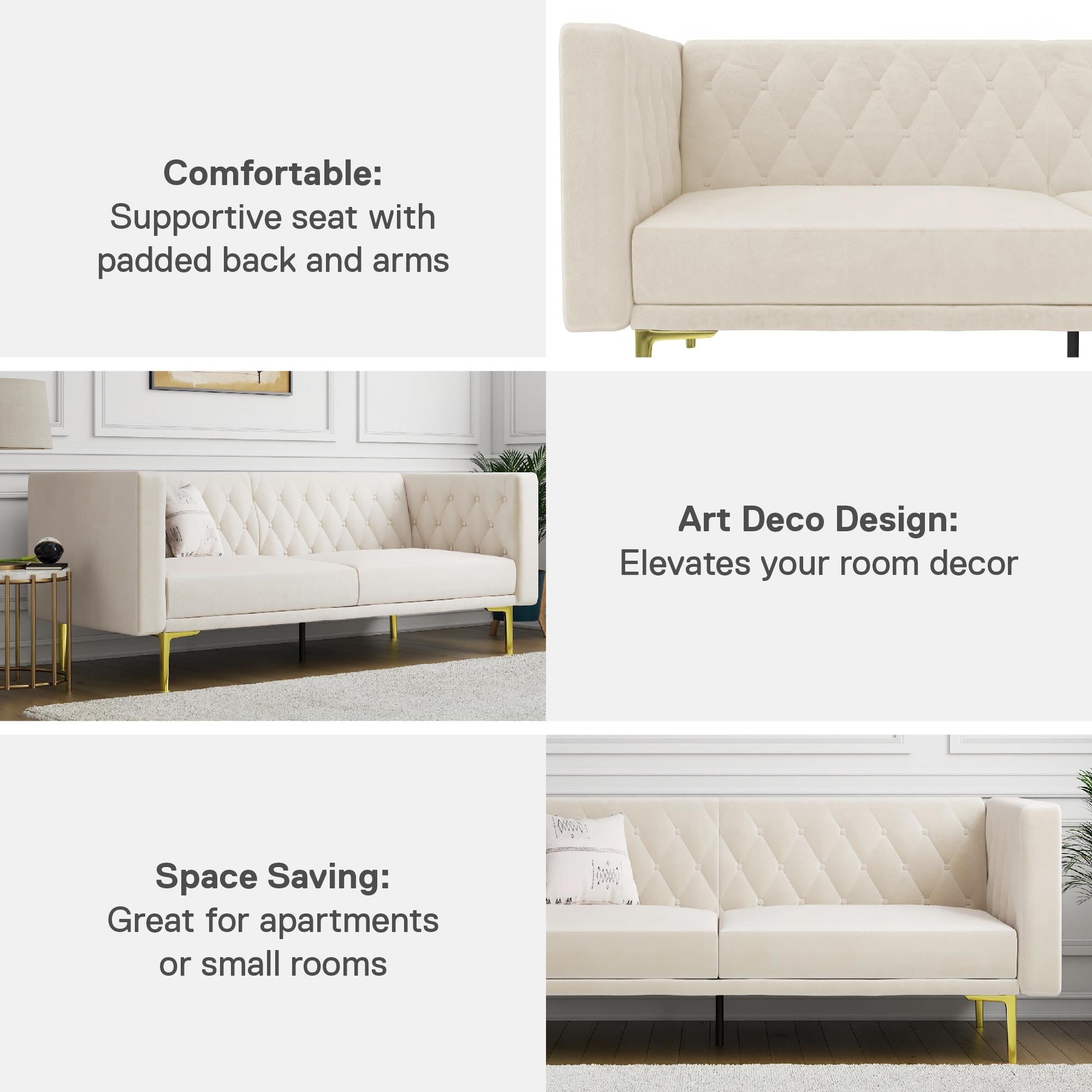 DHP Marseille Tuxedo Sofa - Ivory