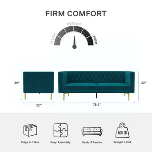 DHP Marseille Tuxedo Sofa - Emerald Green