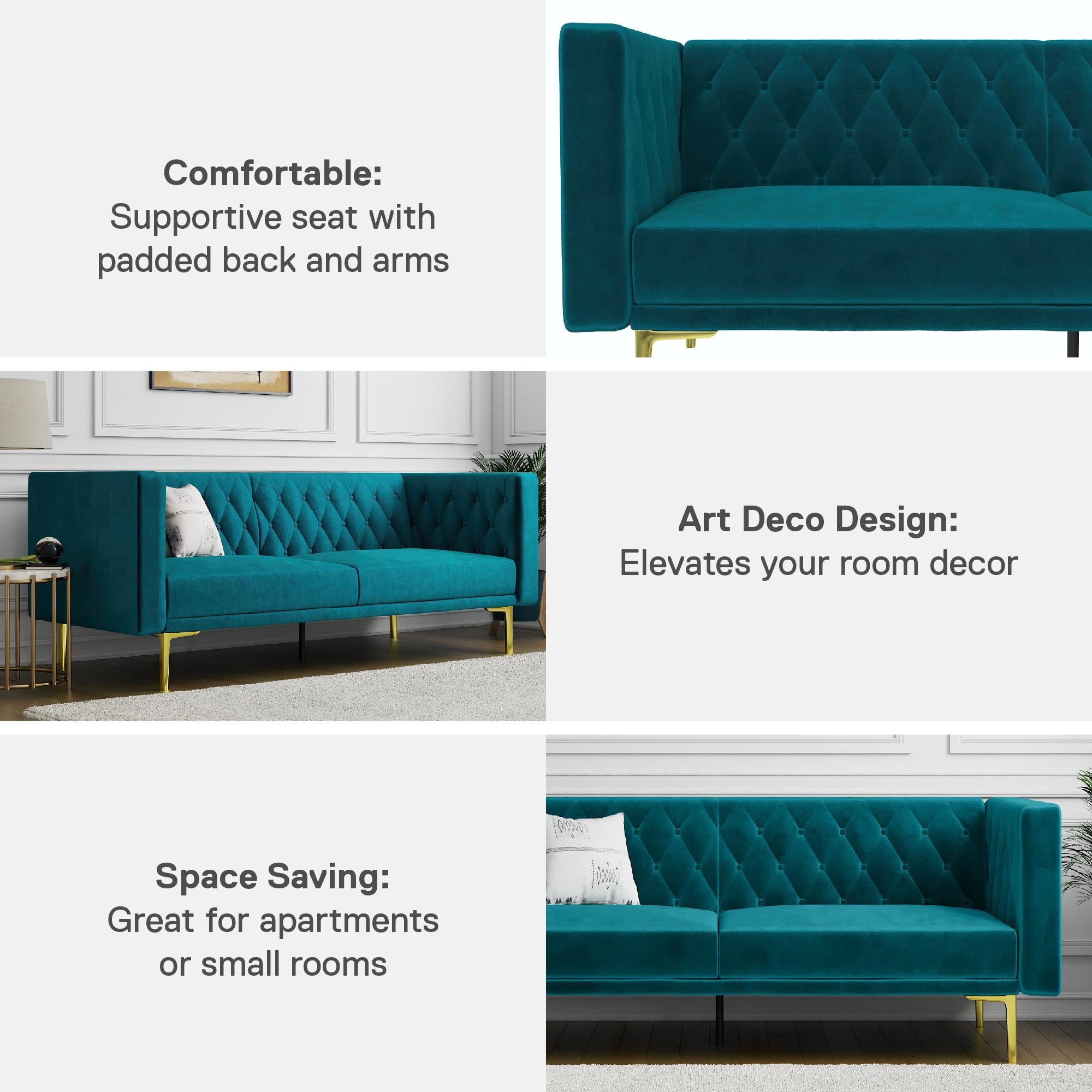 DHP Marseille Tuxedo Sofa - Emerald Green