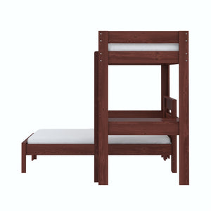 DHP Jaymee Kids' L-Shaped Wood Bunk Bed with Desk - Deep Walnut - Twin-Over-Twin