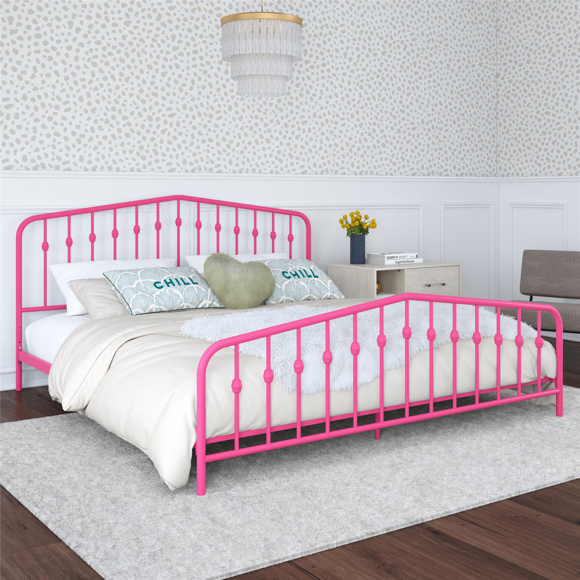 Novogratz Bushwick Metal Bed - Hot Pink - King
