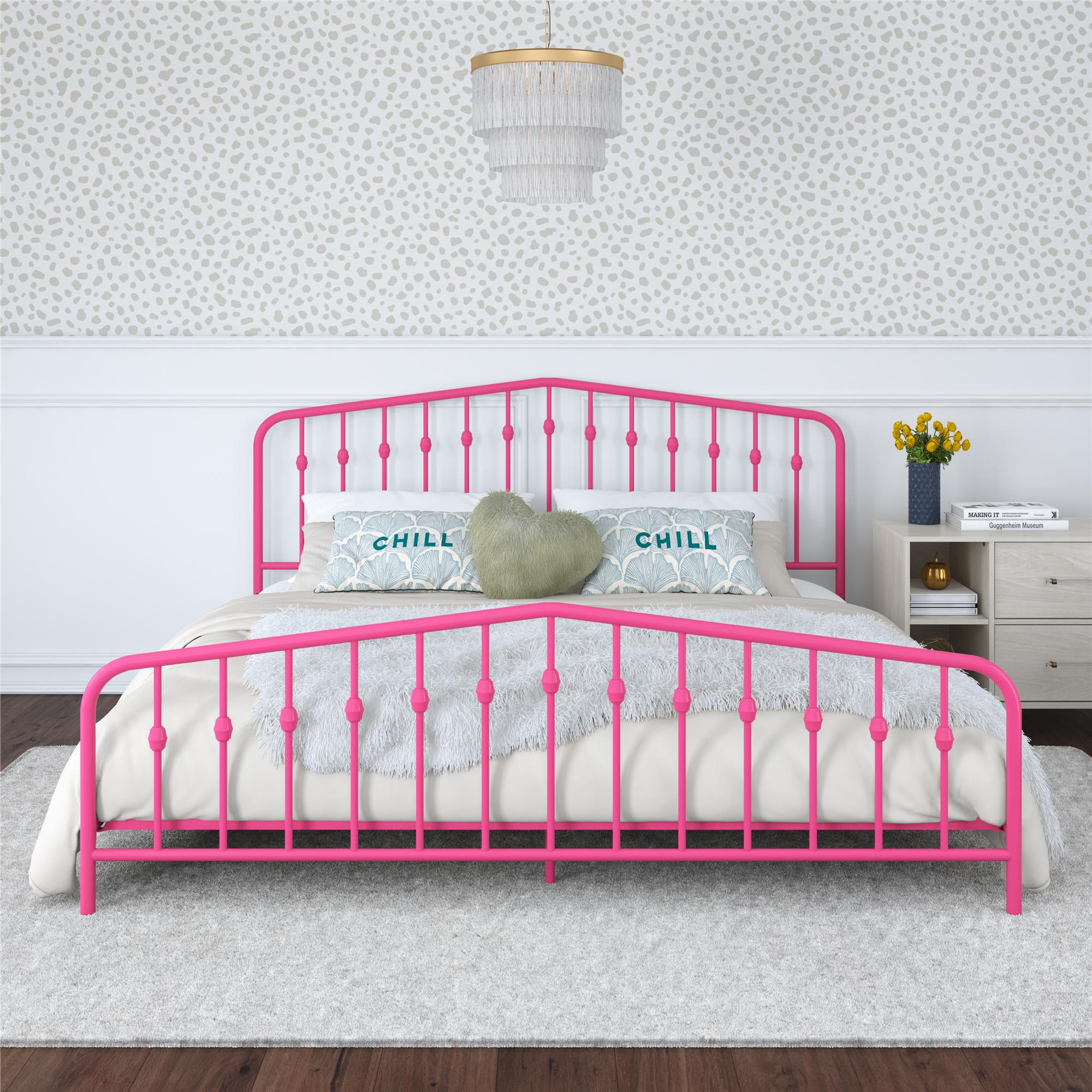 Novogratz Bushwick Metal Bed - Hot Pink - King