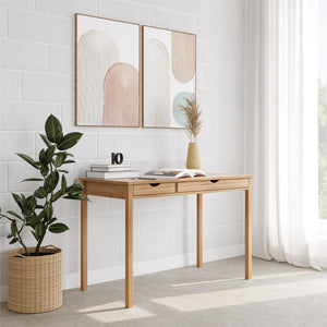 Ren Home Liv Desk with Double Drawers - Oak