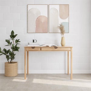 Ren Home Liv Desk with Double Drawers - Oak