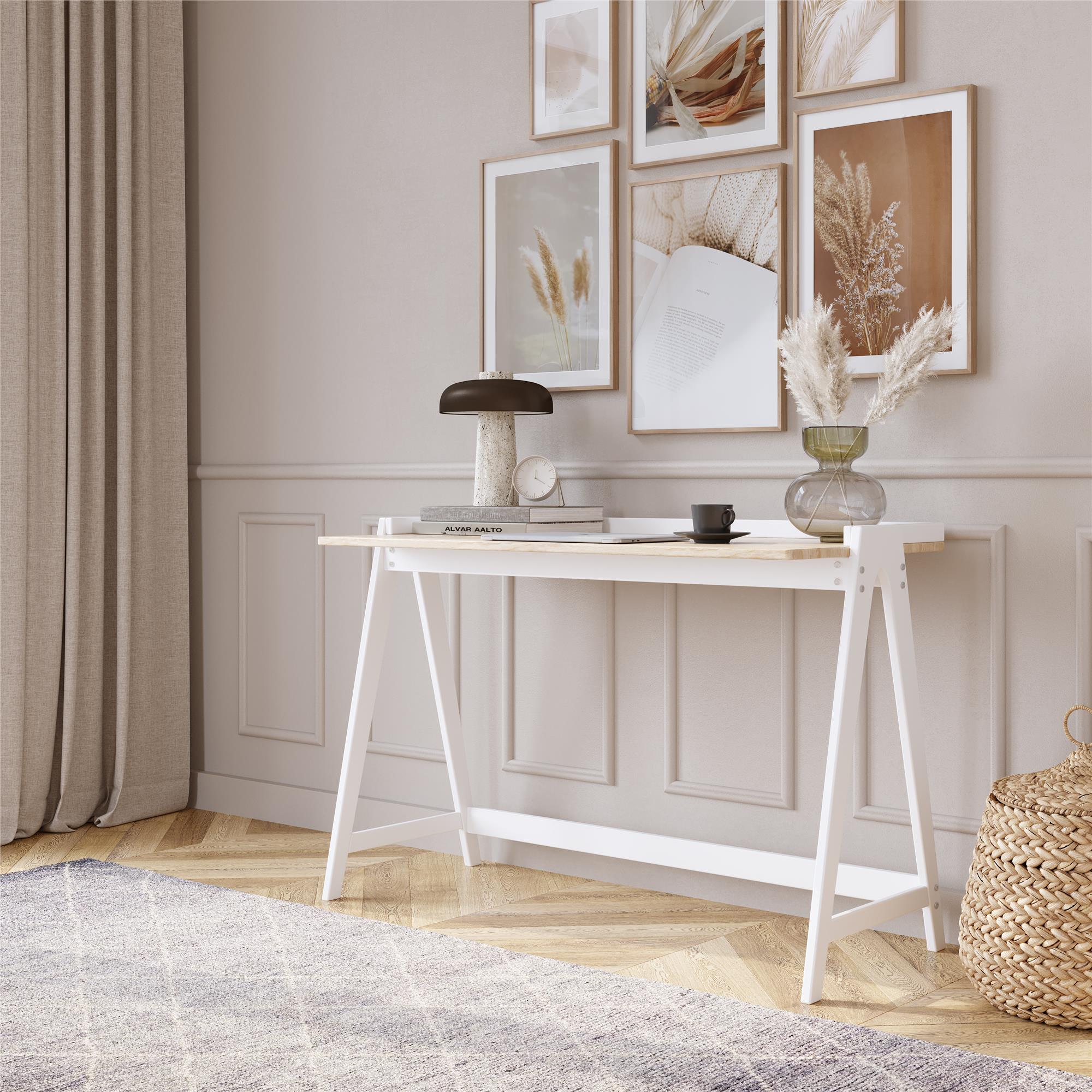 Ren Home Enkel Desk - Light Oak and White